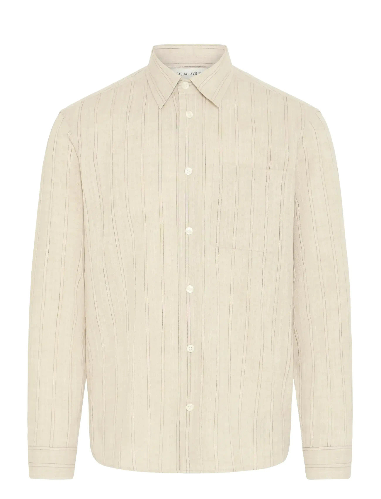 CASUAL FRIDAY Cfhedman Dobby Gestreift Shirt Cream - M - Herren