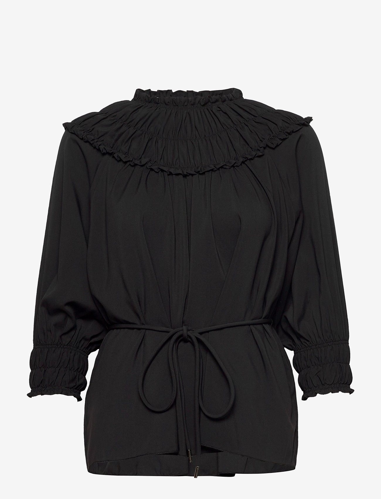 Cathrine Hammel - Gathered neckline top - blouses à manches longues - black - 0