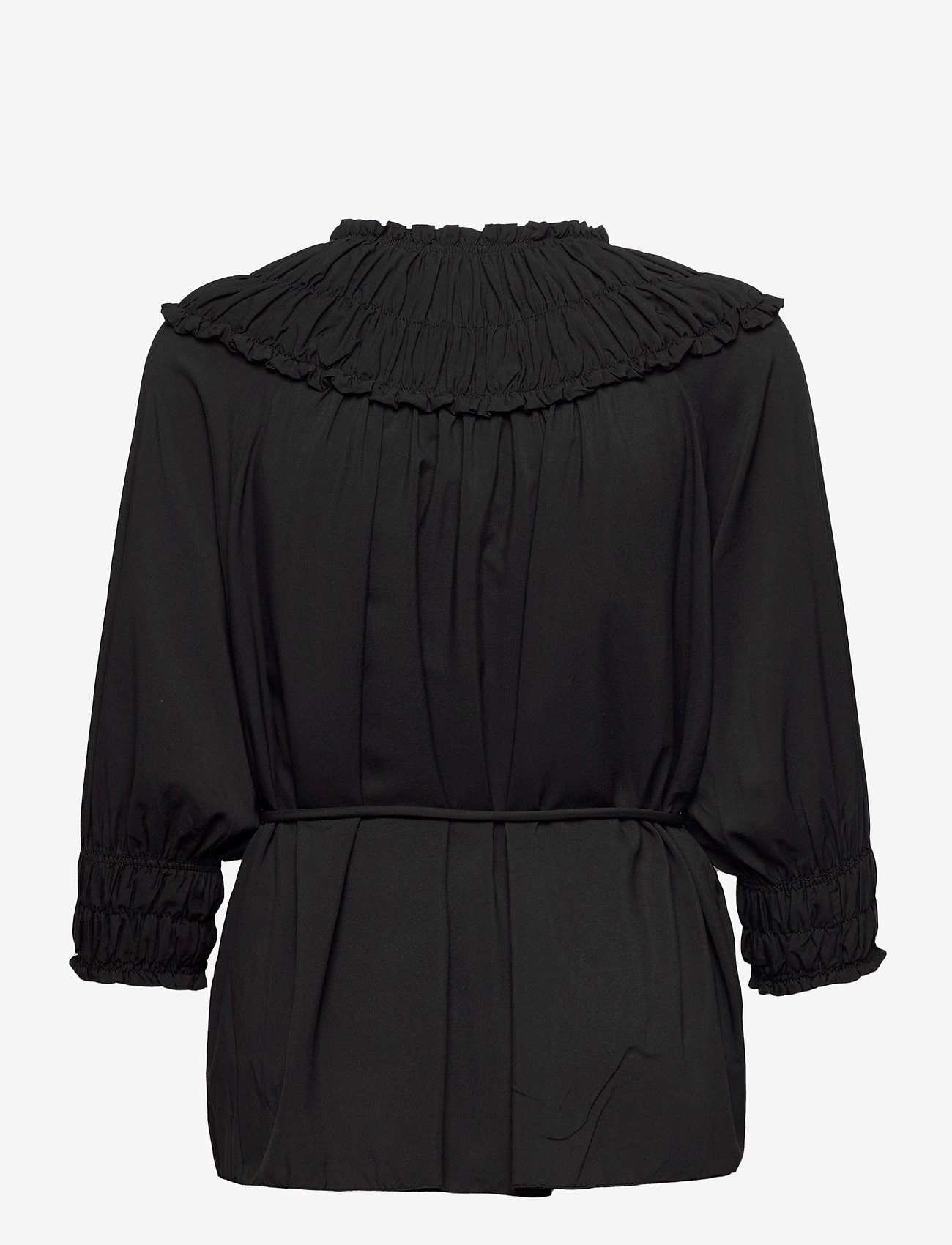 Cathrine Hammel - Gathered neckline top - blouses à manches longues - black - 1