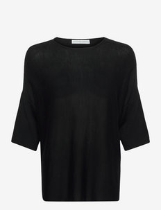 Merino lyocell wide tee - chemises en jeans - black