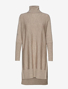 Wide turtleneck w/ splits - OATMEAL MELANGE