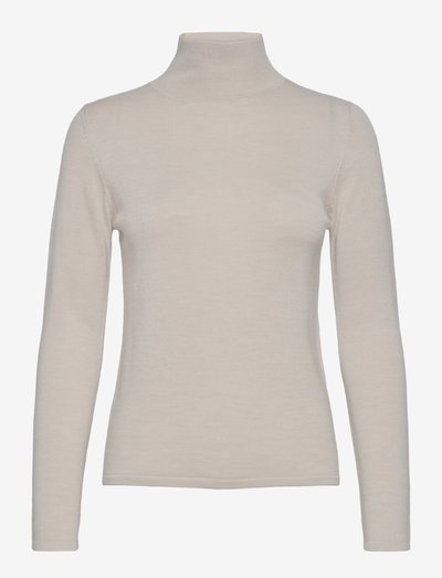 Merino turtleneck sweater - pulls à col roulé - white bone melange