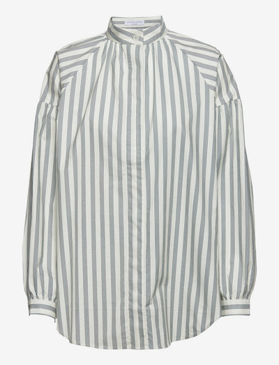 Striped cotton poem shirt - blouses à manches longues - feather green stripes