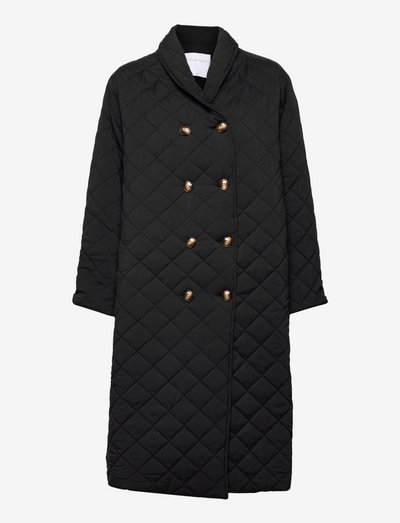 Quilted flared coat - vestes matelassées - black