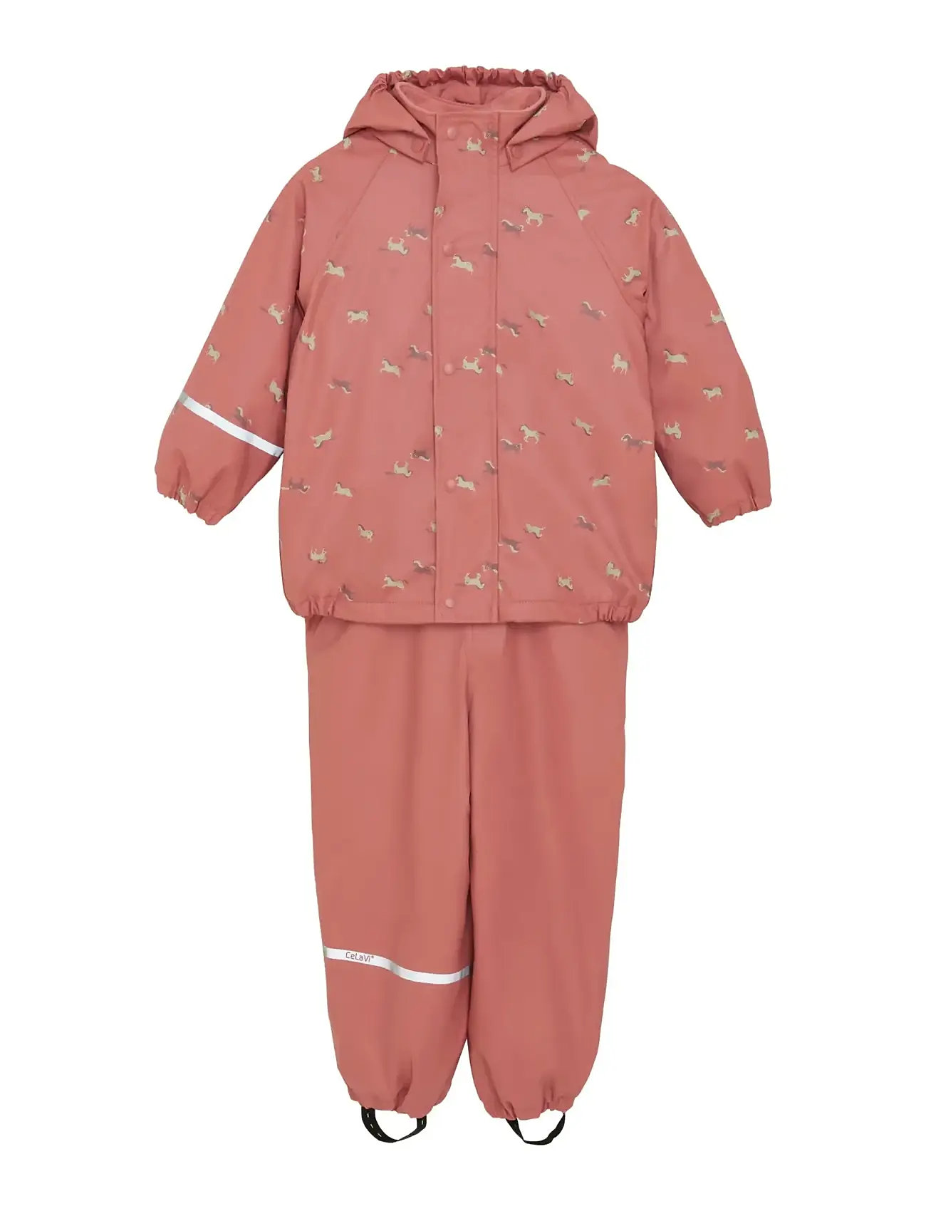 CeLaVi Rainwear Set - Aop, W. Fleece, 70, Pink, Regntøj > Regntøjssæt, Børn