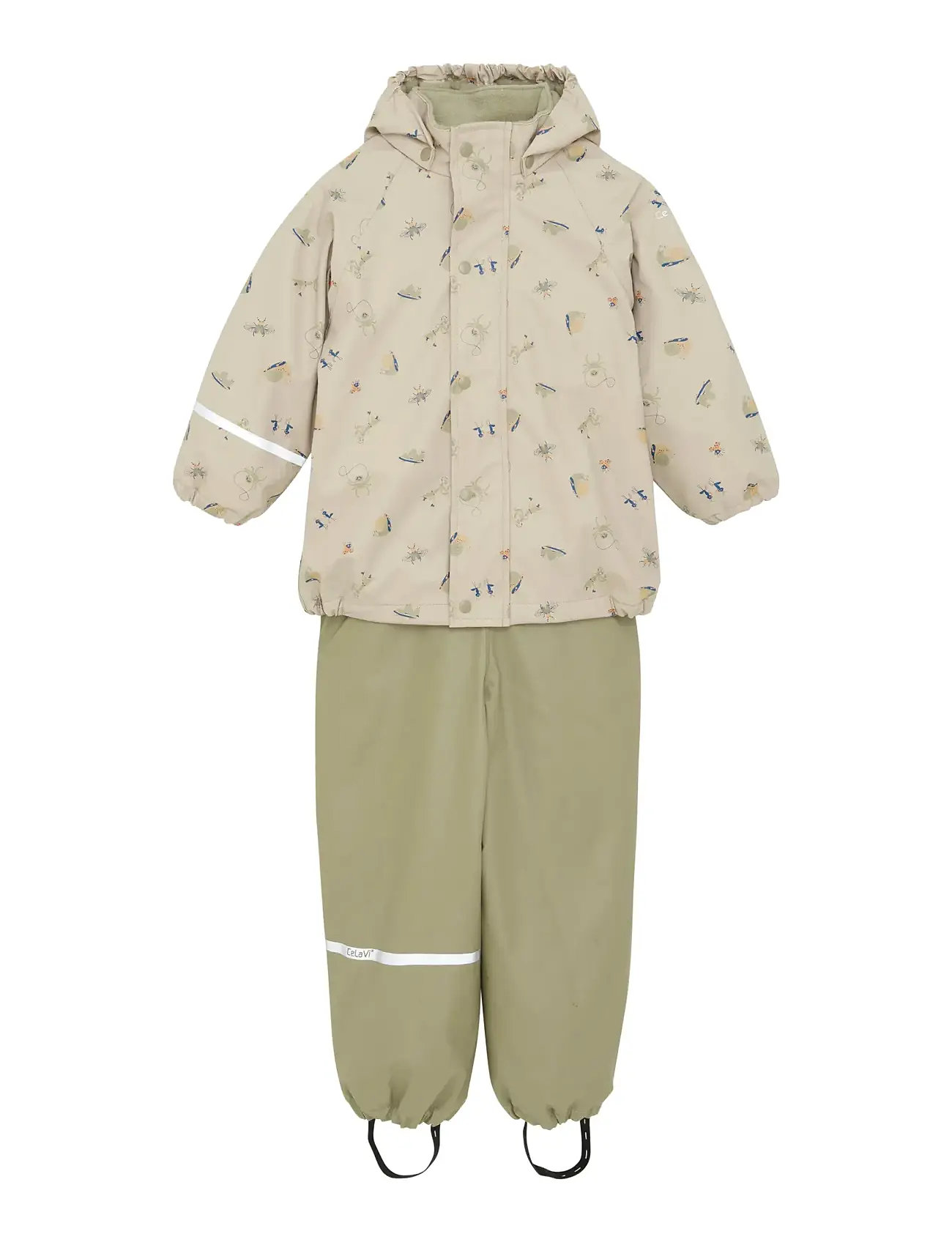 CELAVI Regenkleidung Set - Aop, W. Fleece Grün - 90 - Kinder