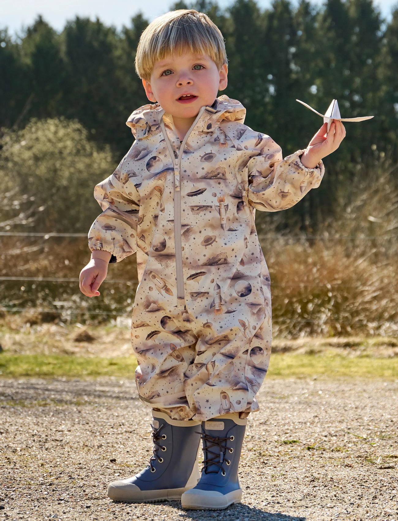 CeLaVi Rainwear Suit - Aop, 100, Beige, Overalls > Overalls Til Regntøj, Børn