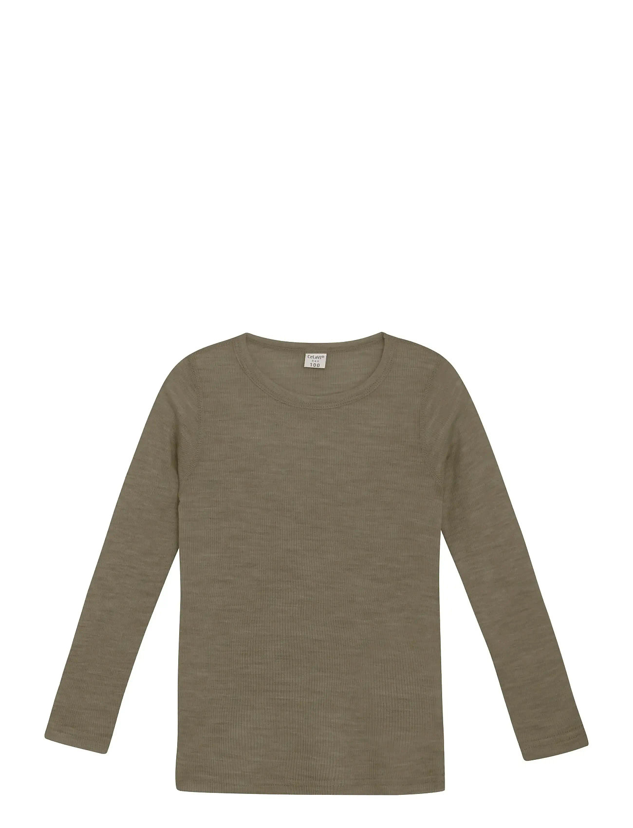 CELAVI Bluse Ls - Solid Khaki - 90 - Kinder