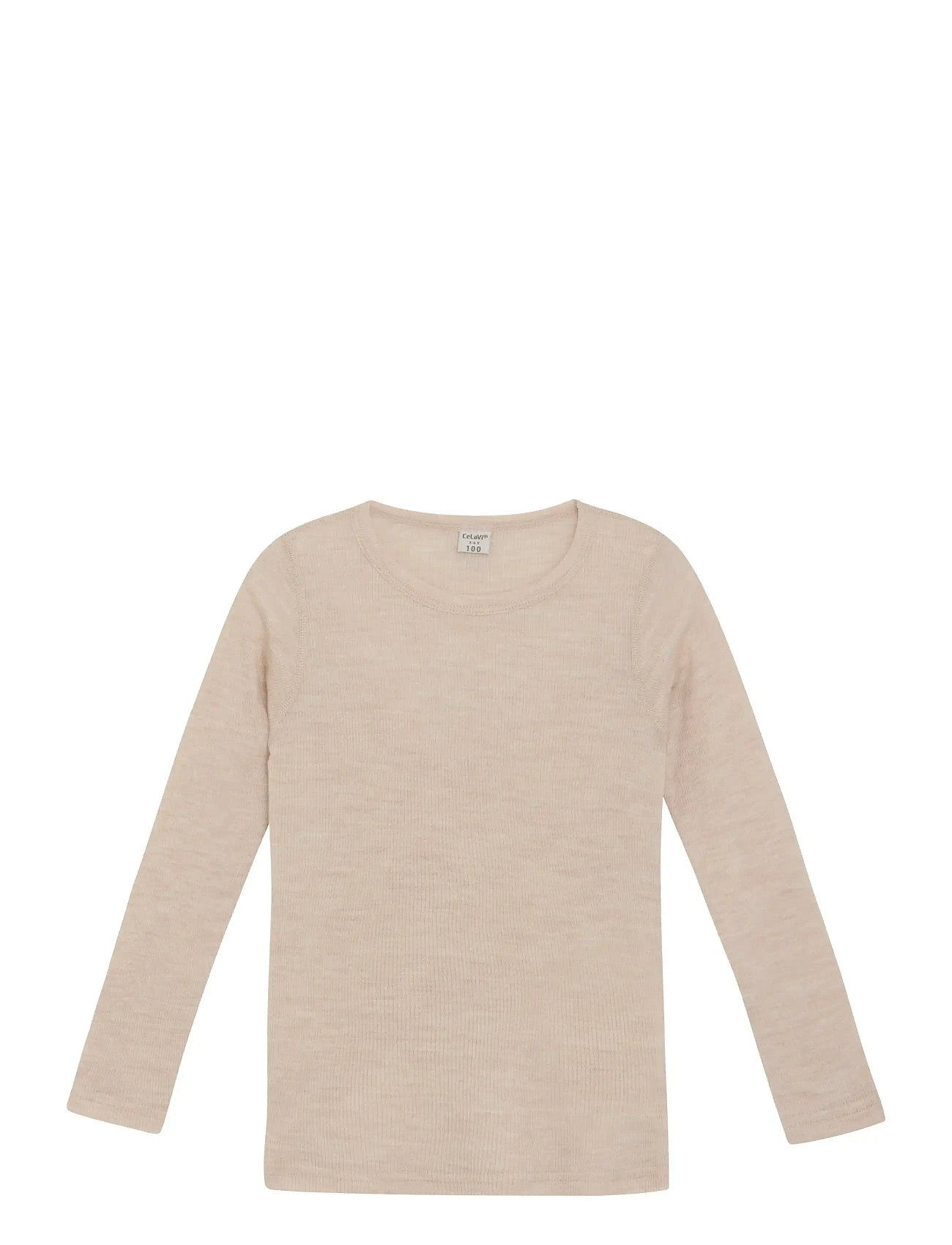 CELAVI Bluse Ls - Solid Beige - 120 - Kinder