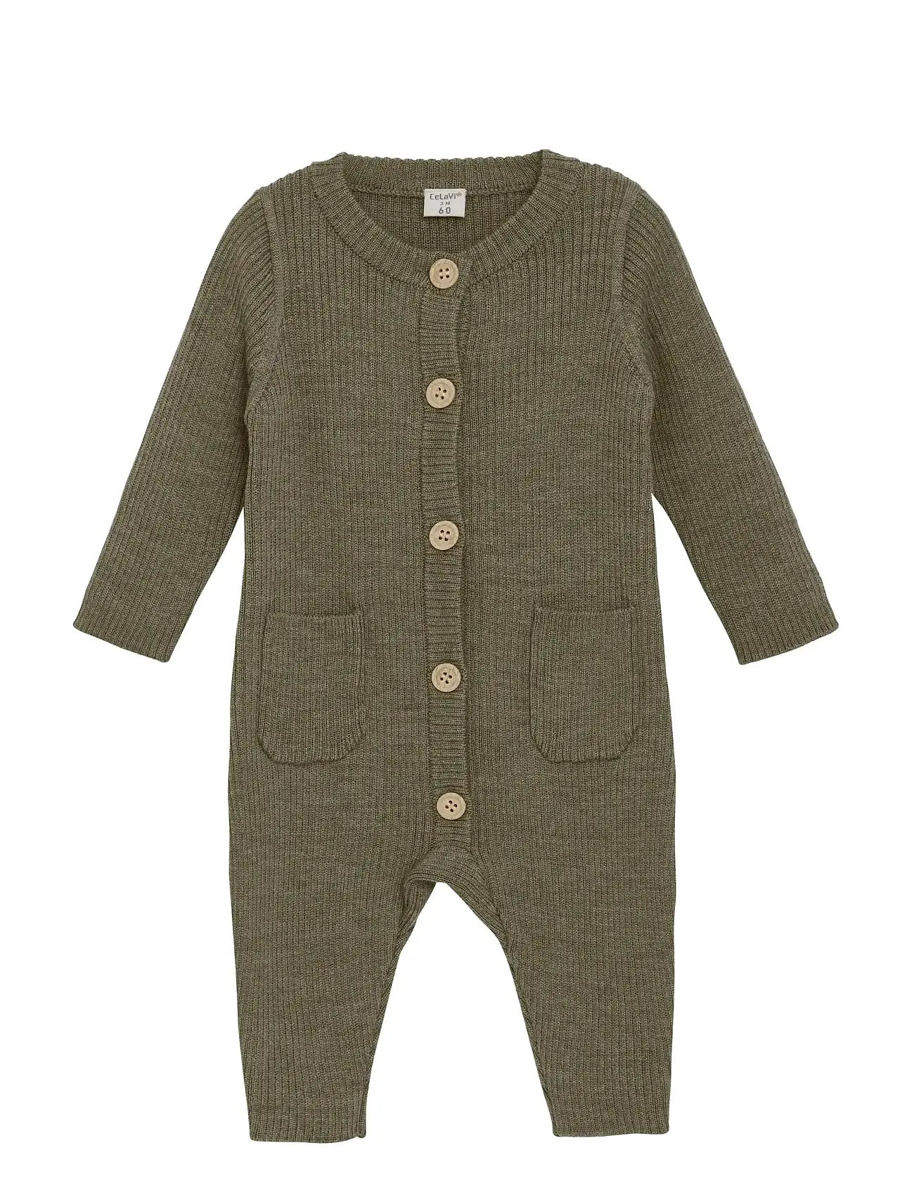 CELAVI Jumpsuit - Strick Khaki - 50 - Kinder