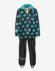 Rainwear set elephant AOP - PU - BLACK