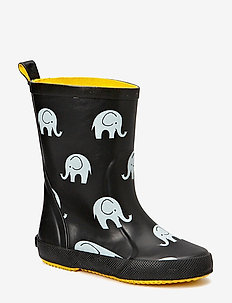 Wellies w. elephant print - BLACK
