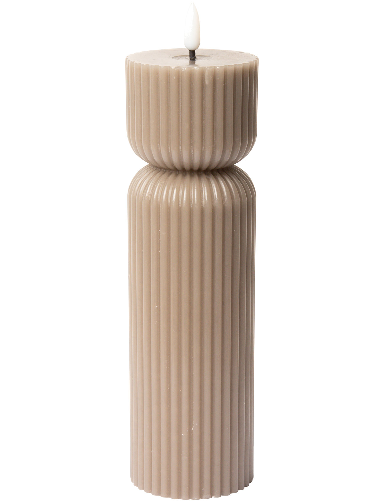 C'est Bon Striped Led Pillar Candle, H22 cm, Beige, Stearinlys > Led-Lys, Unisex