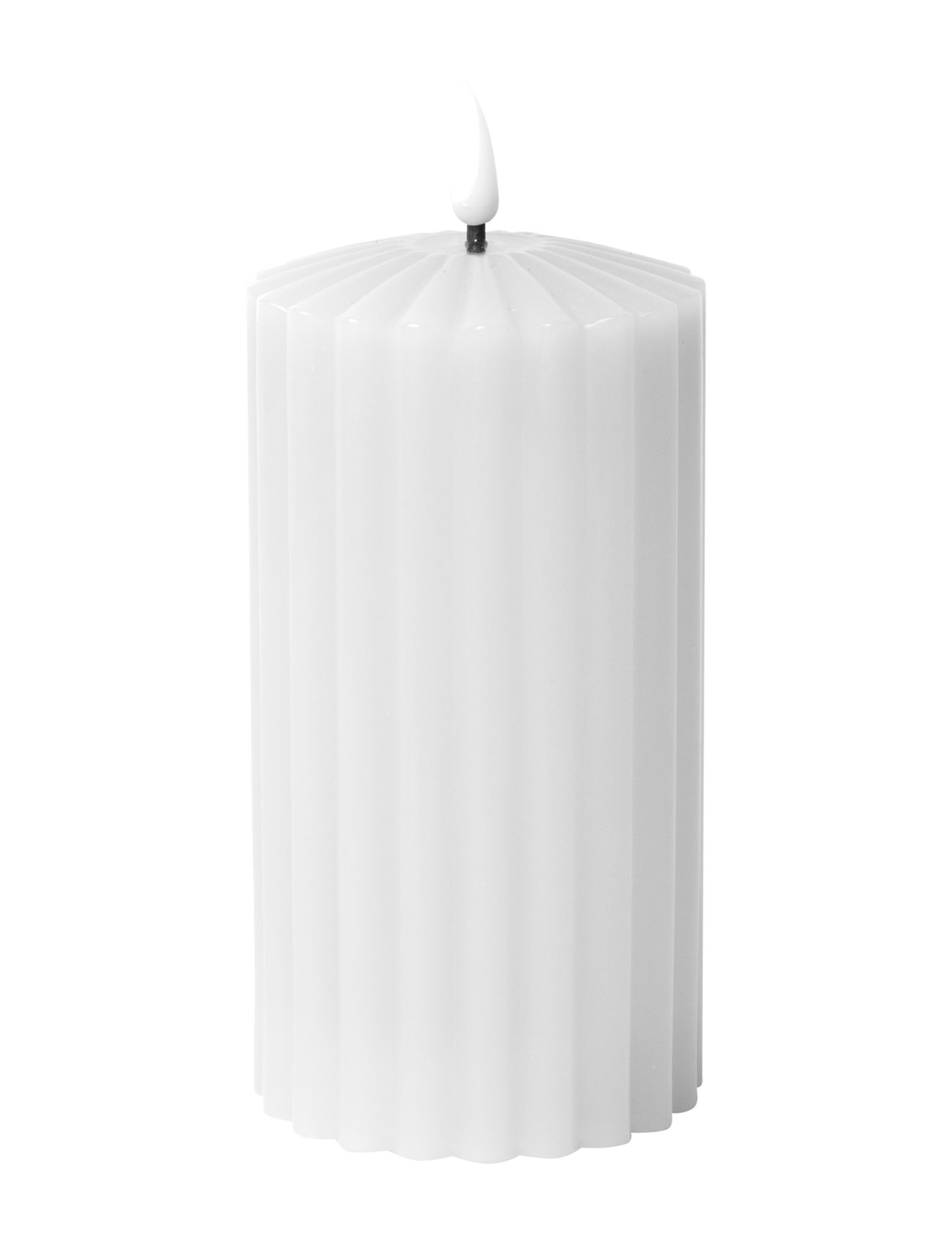 C'est Bon Striped Led Pillar Candle, H15 cm, White, Stearinlys > Led-Lys, Unisex