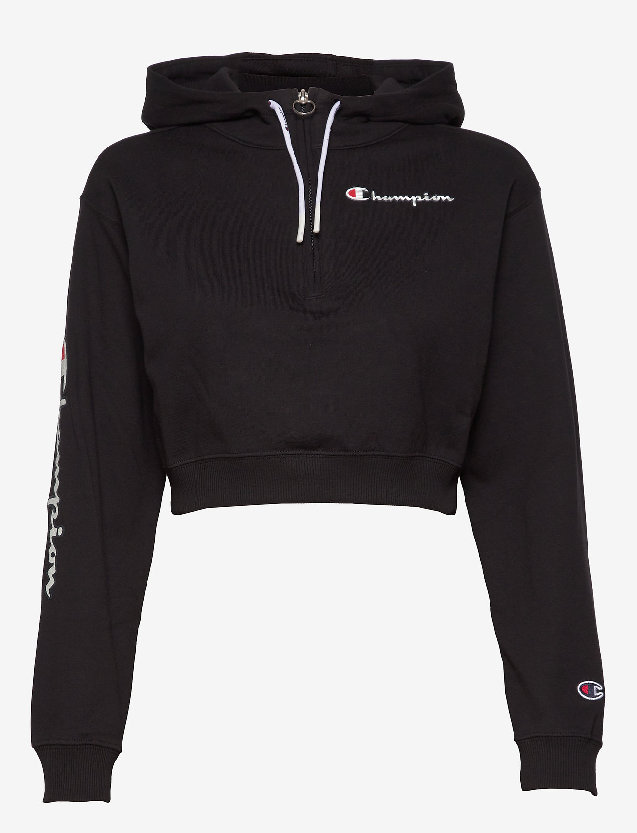 black crop champion hoodie