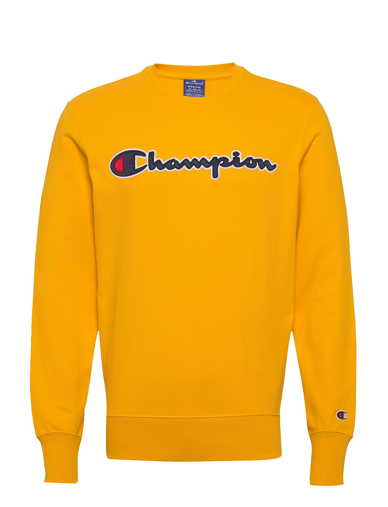 yellow champion crew neck sweatshirt