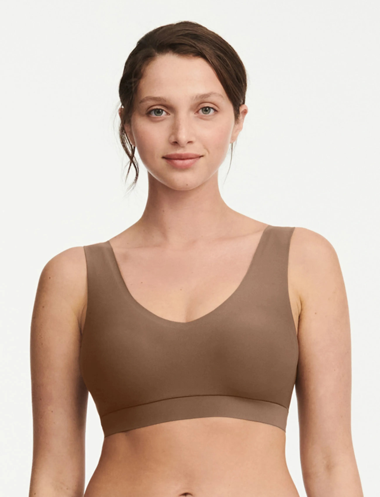 CHANTELLE Soft Stretch Padded V-Neck Top, M/L, Brown, Bløde Bh'Er > Tank Top Bh'Er, Dame