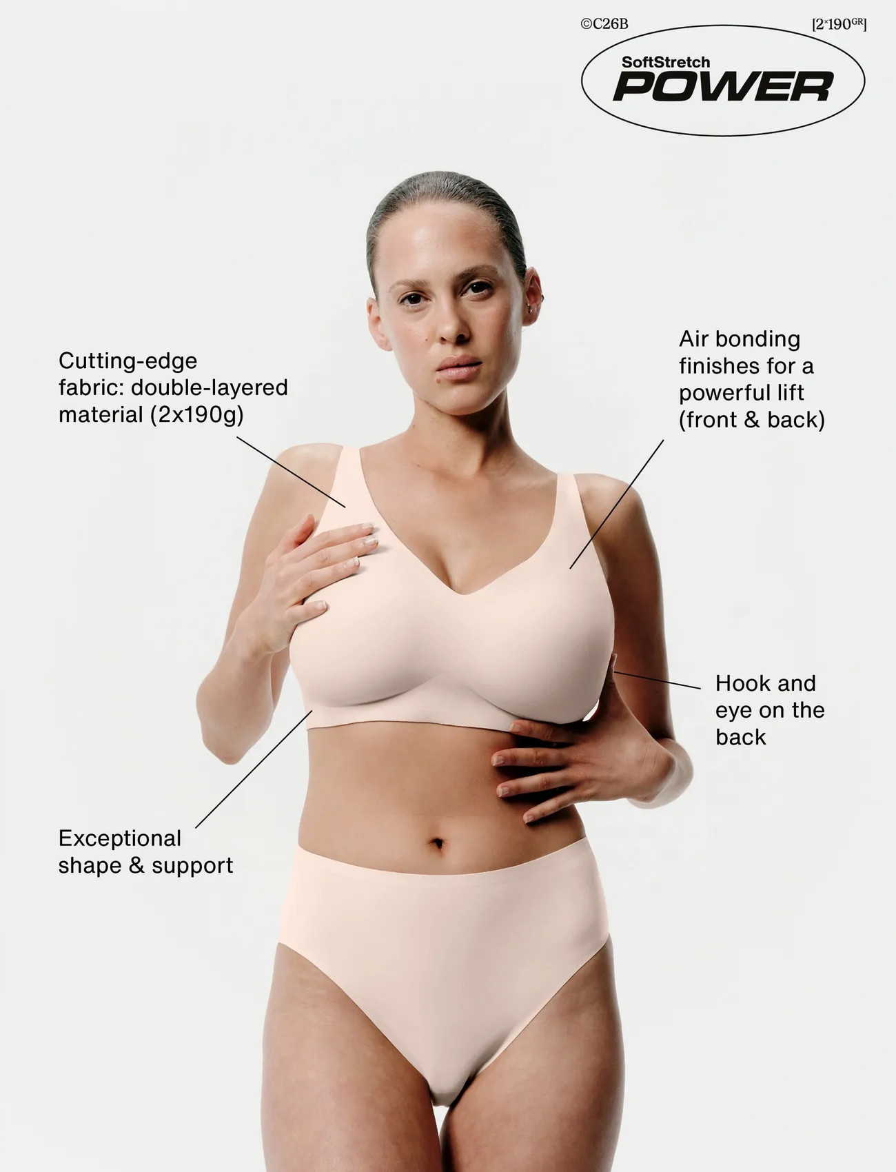 CHANTELLE Softstretch Power Wirefree Top, M, Beige, Bløde Bh'Er > Bh'Er Uden Bøjle, Dame