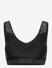 Soft Stretch Padded Lace Top - BLACK