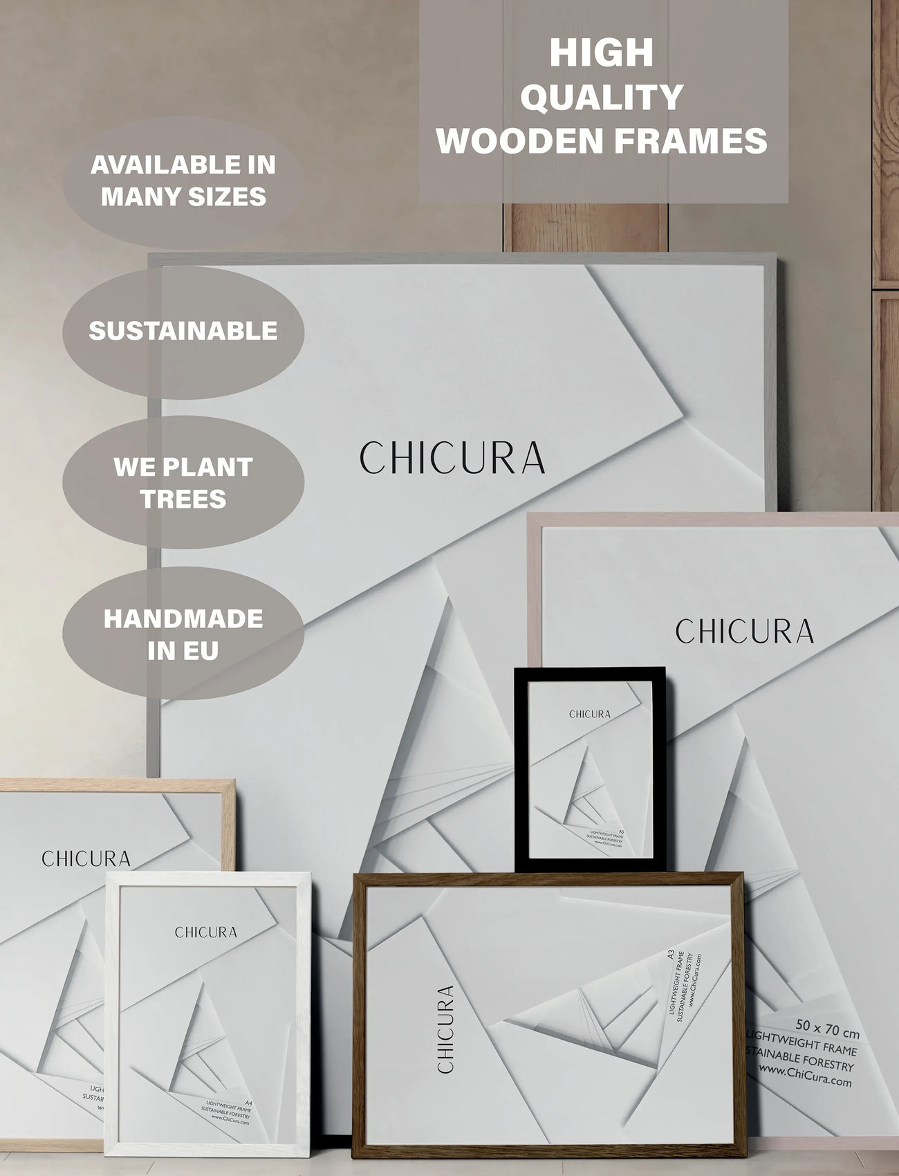 ChiCura Wooden Frame - Black - Acrylic, 100X 140 cm, Black, Dekoration > Rammer, Unisex
