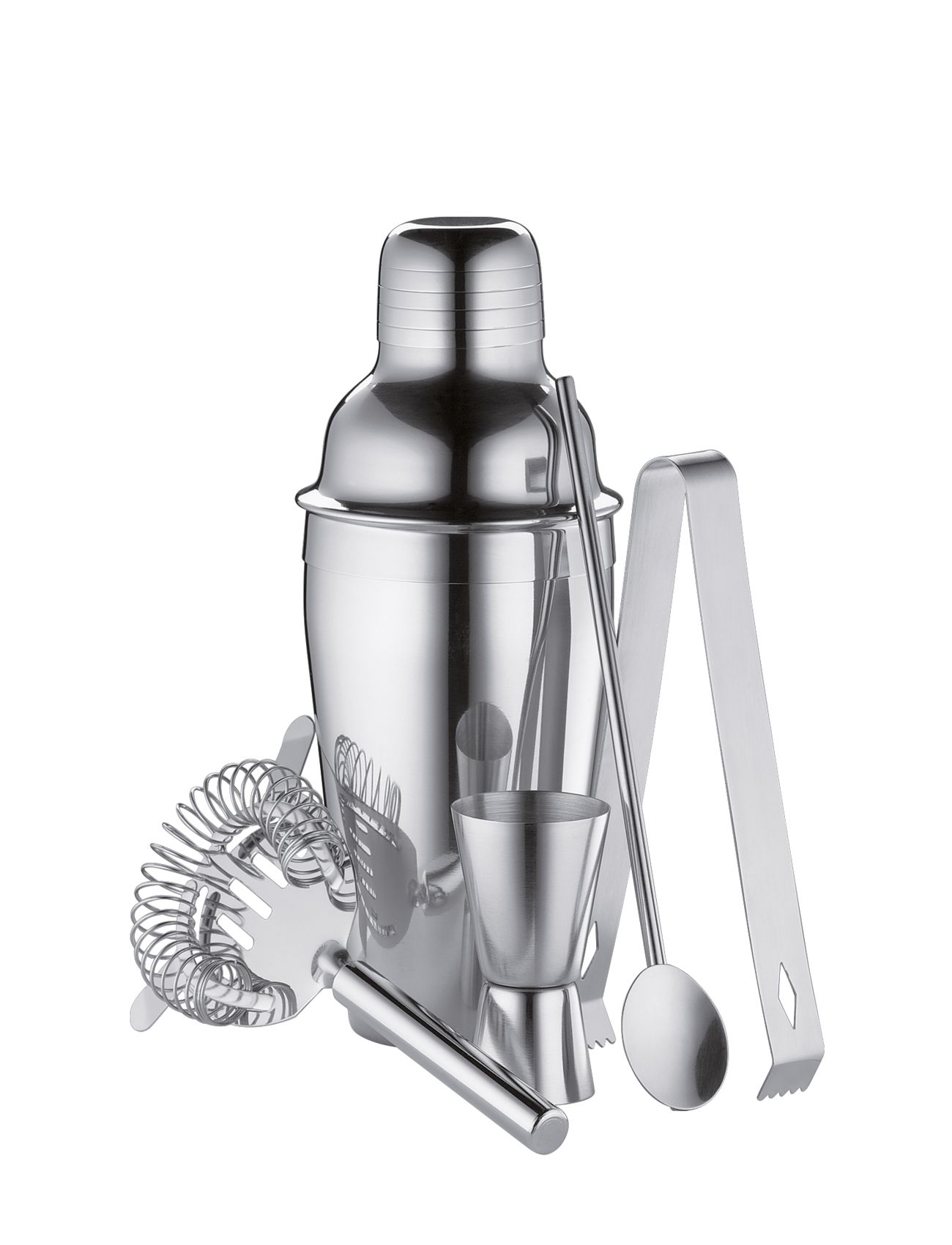 Barsæt I Rustfrit Stål, 5 Dele Home Tableware Drink & Bar Accessories Shakers & Cocktail Utensils Silver Cilio