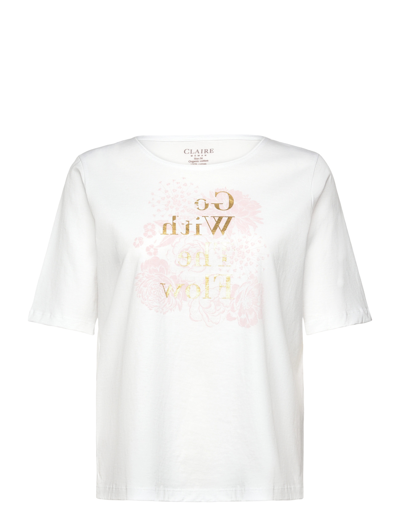 Claire Woman Cwamaryllis, 40, White, T-Shirts & Toppe > Kortærmede, Dame