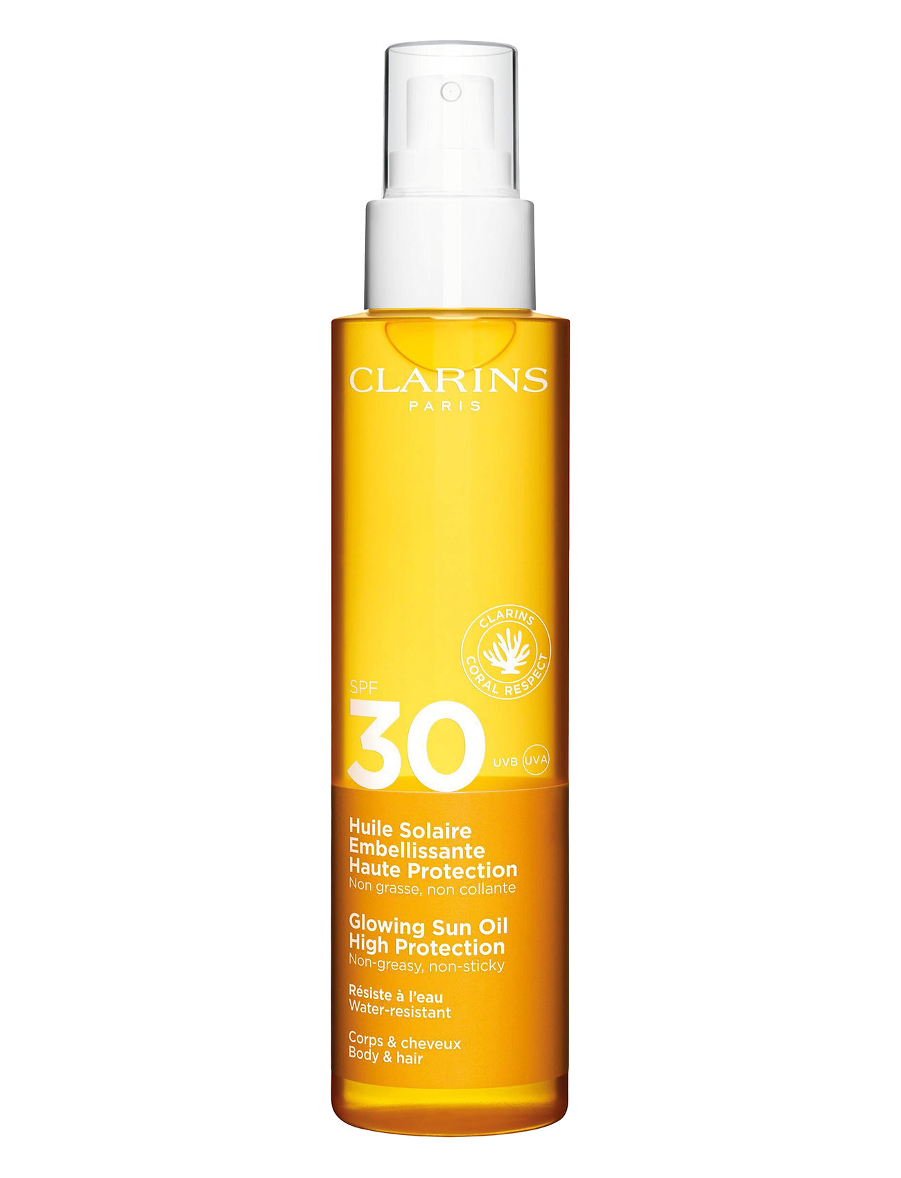 Glowing Sun Oil High Protection Spf30 Body & Hair Solcreme Krop Nude Clarins