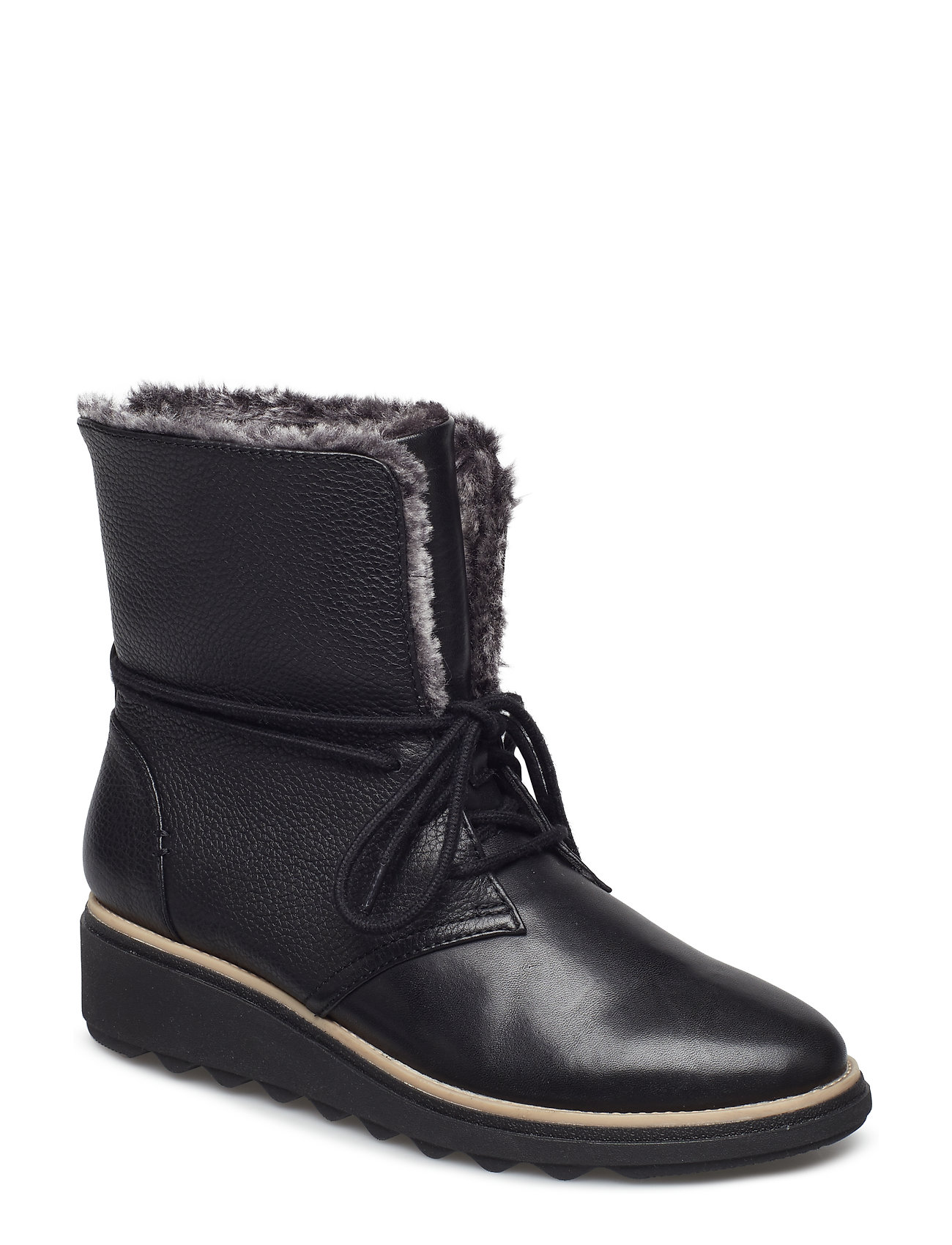 Sharon Pearl Gevoerde Enkellaars Lage Hak Zwart Clarks clarks kopen in de aanbieding