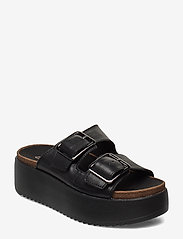 clarks botanic slide black leather