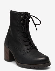 Clarkwell Lace - ankelboots med hæl - black wlined lea