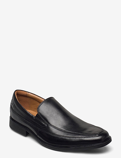 clarks mens loafers black