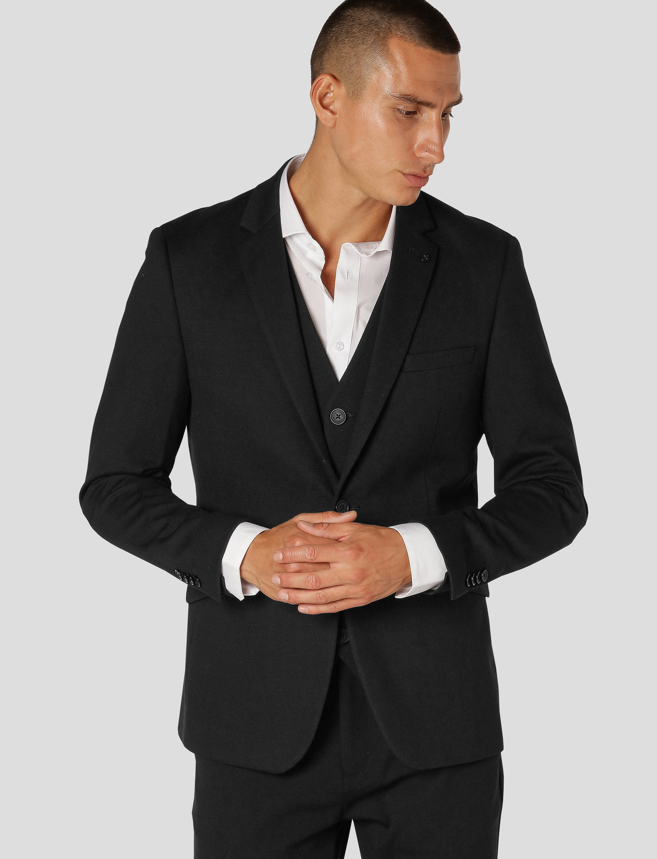 Clean Cut Copenhagen Milano Jersey Blazer, 46, Black, Blazere > Enkeltradede Blazere, Herre