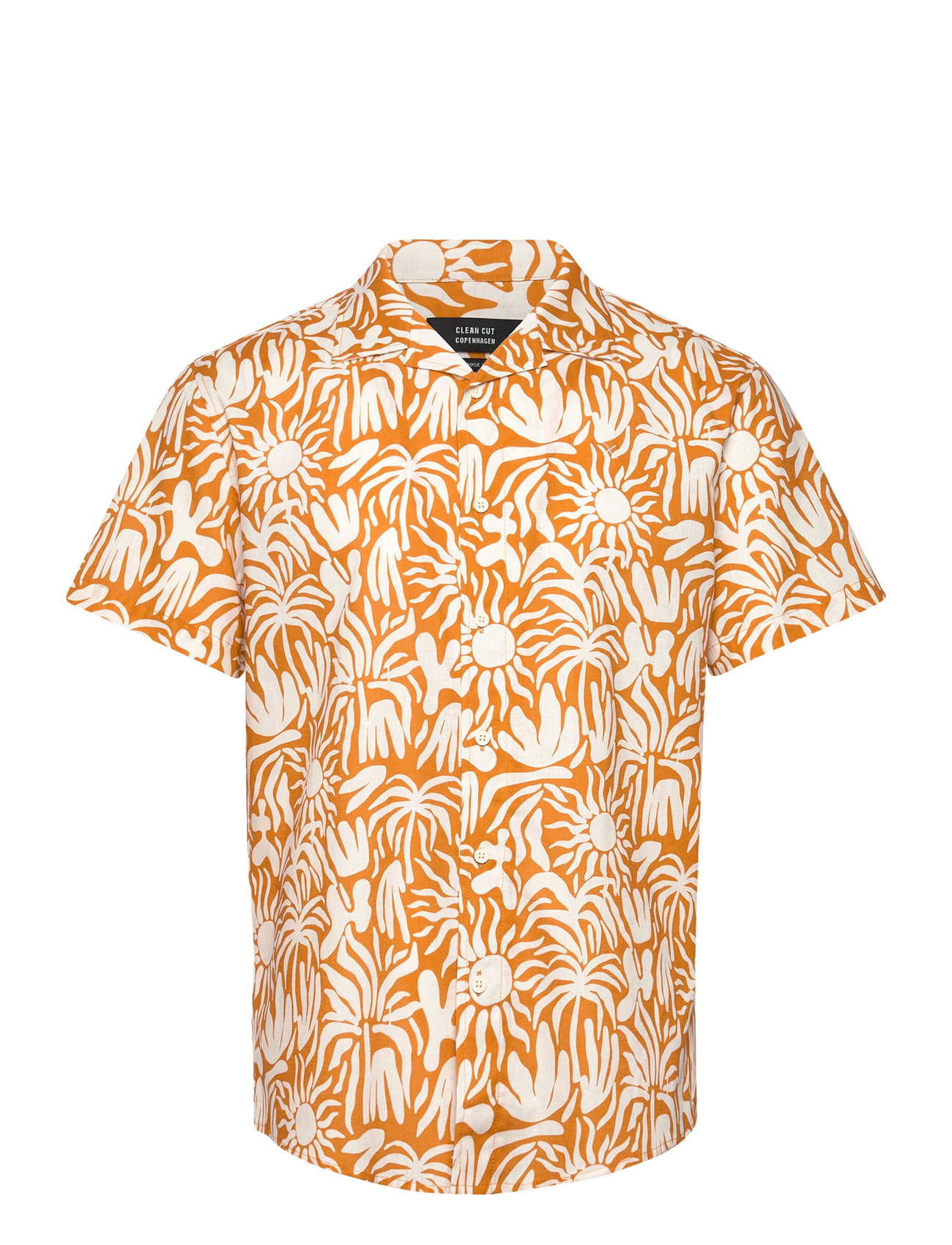 Bowling Noam Cotton Linen Shirt S/S Orange Clean Cut Copenhagen