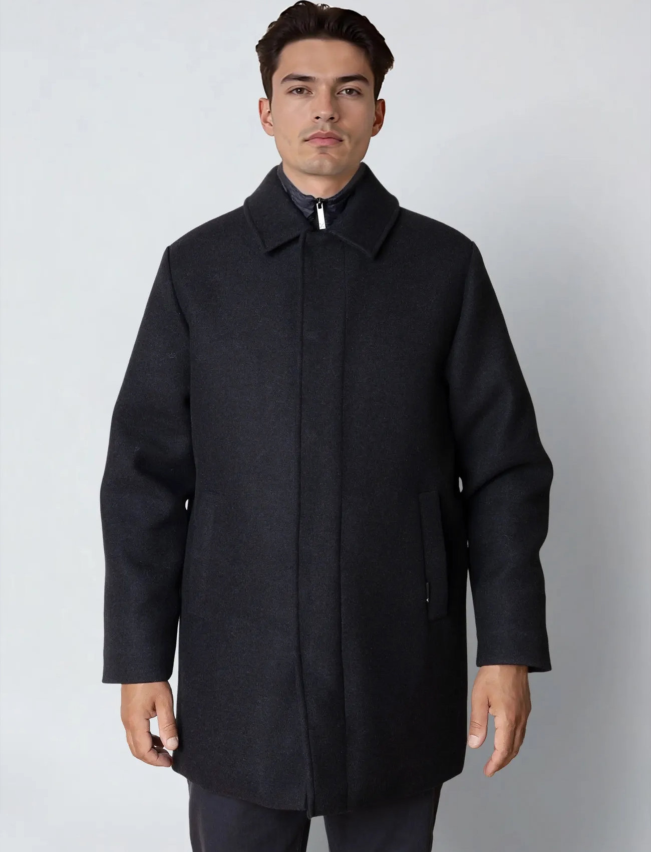 Clean Cut Copenhagen Hasting Wool Coat, M, Navy, Frakker > Uldfrakker, Herre