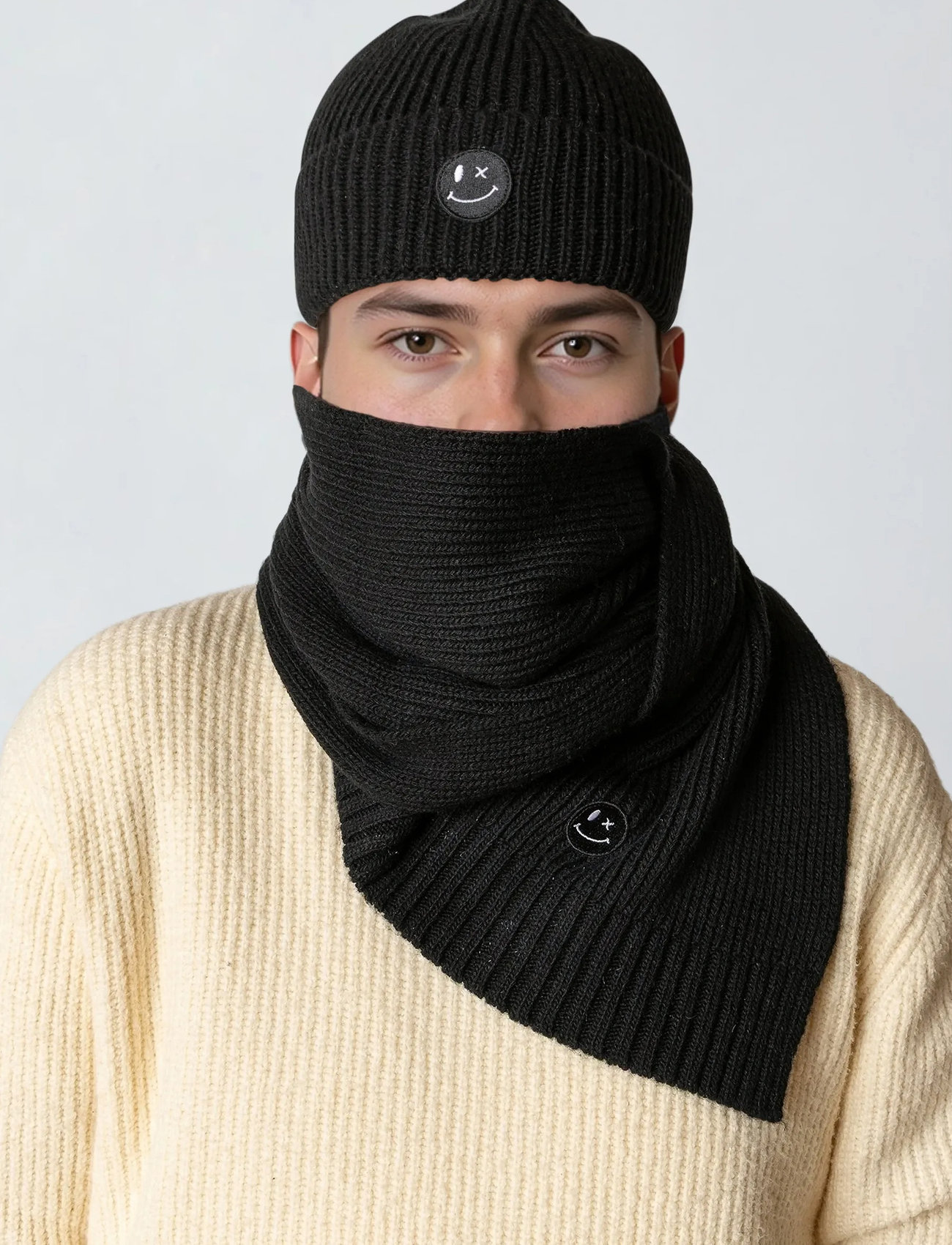 Clean Cut Copenhagen Patrick Scarf Knit, One Size, Black, Tørklæder > Vintertørklæder, Herre