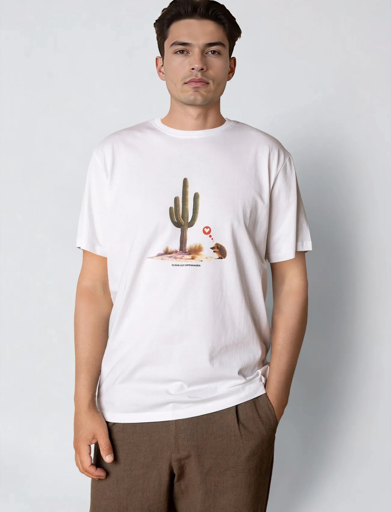 Clean Cut Copenhagen Cactus Love T-Shirt, XL, White, T-Shirts > Kortærmede, Herre