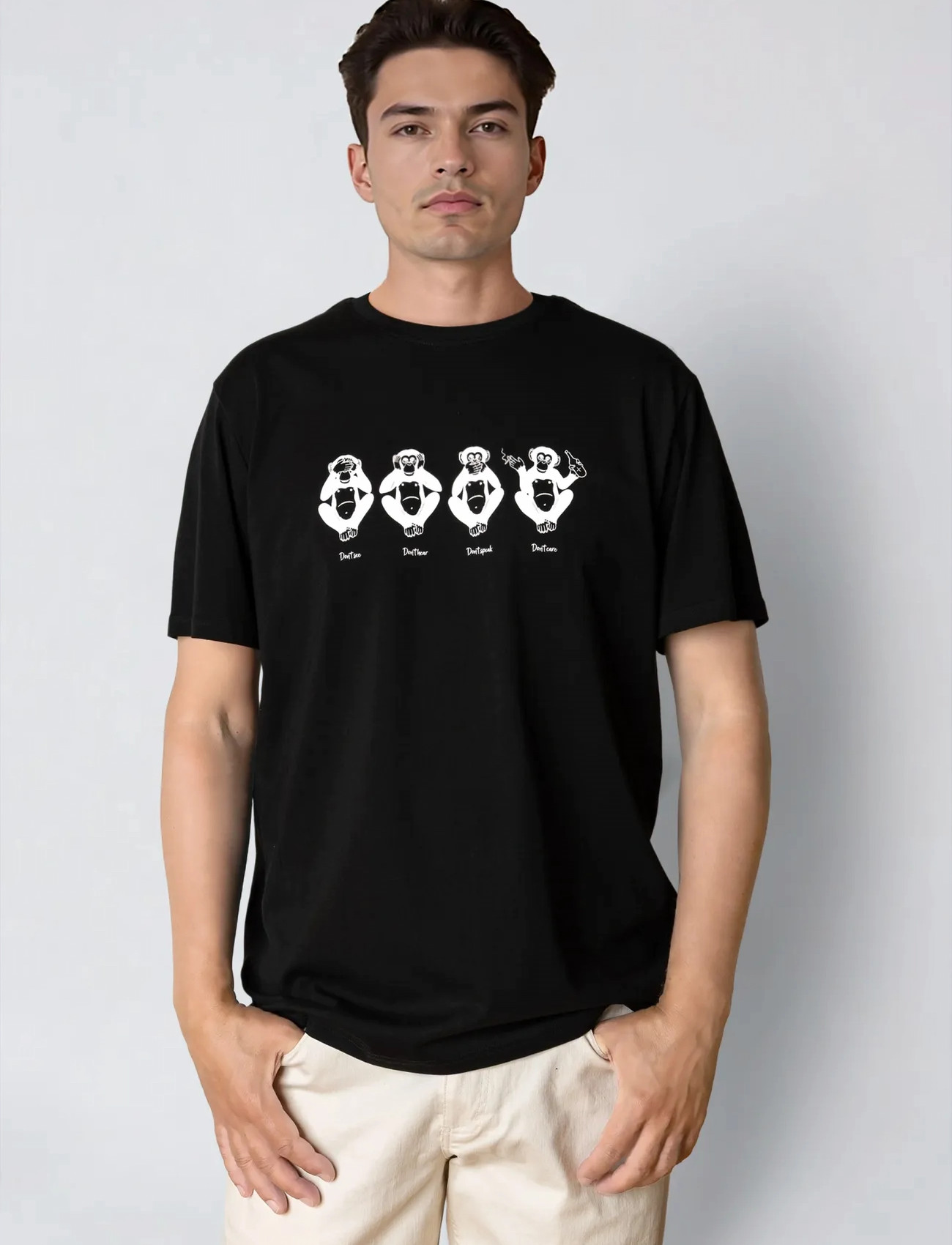 Clean Cut Copenhagen Wise Monkey T-Shirt, XXL, Black, T-Shirts > Kortærmede, Herre