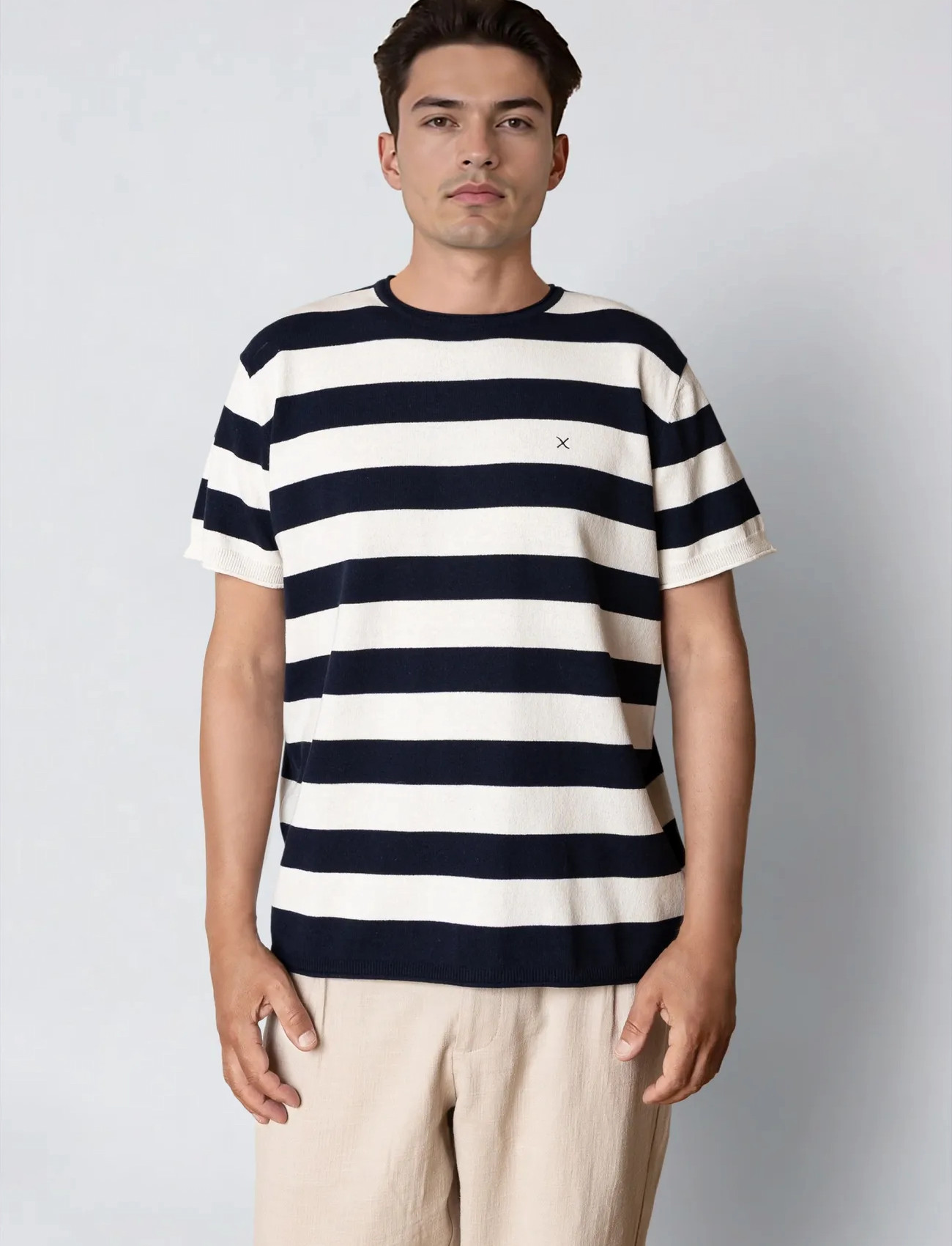 Clean Cut Copenhagen Milas Knitted T-Shirt, 3XL, Navy, T-Shirts > Kortærmede, Herre
