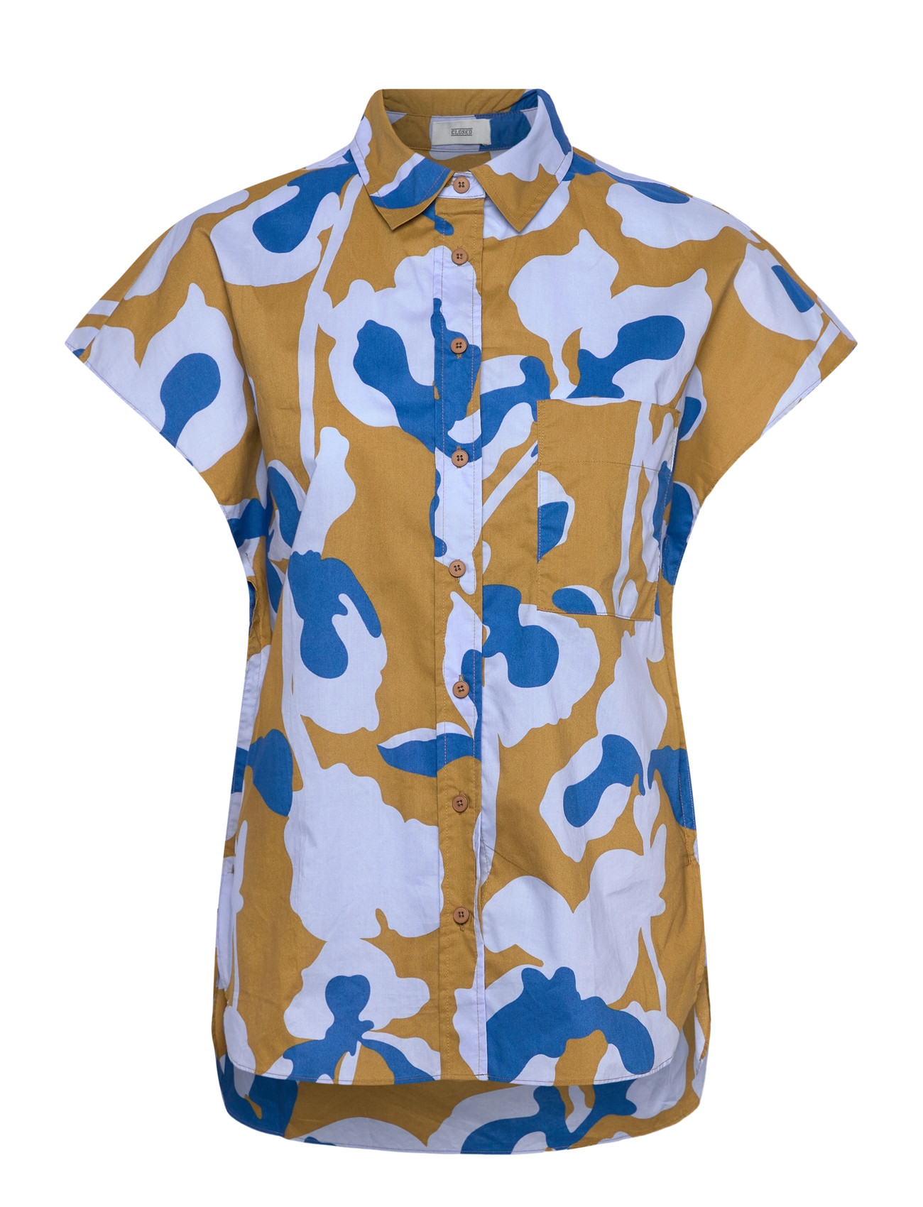 Closed Short Sleeve Shirts & Blouses Oceanic Blue, XXS, Multi/patterned, Skjorter > Kortærmede, Dame
