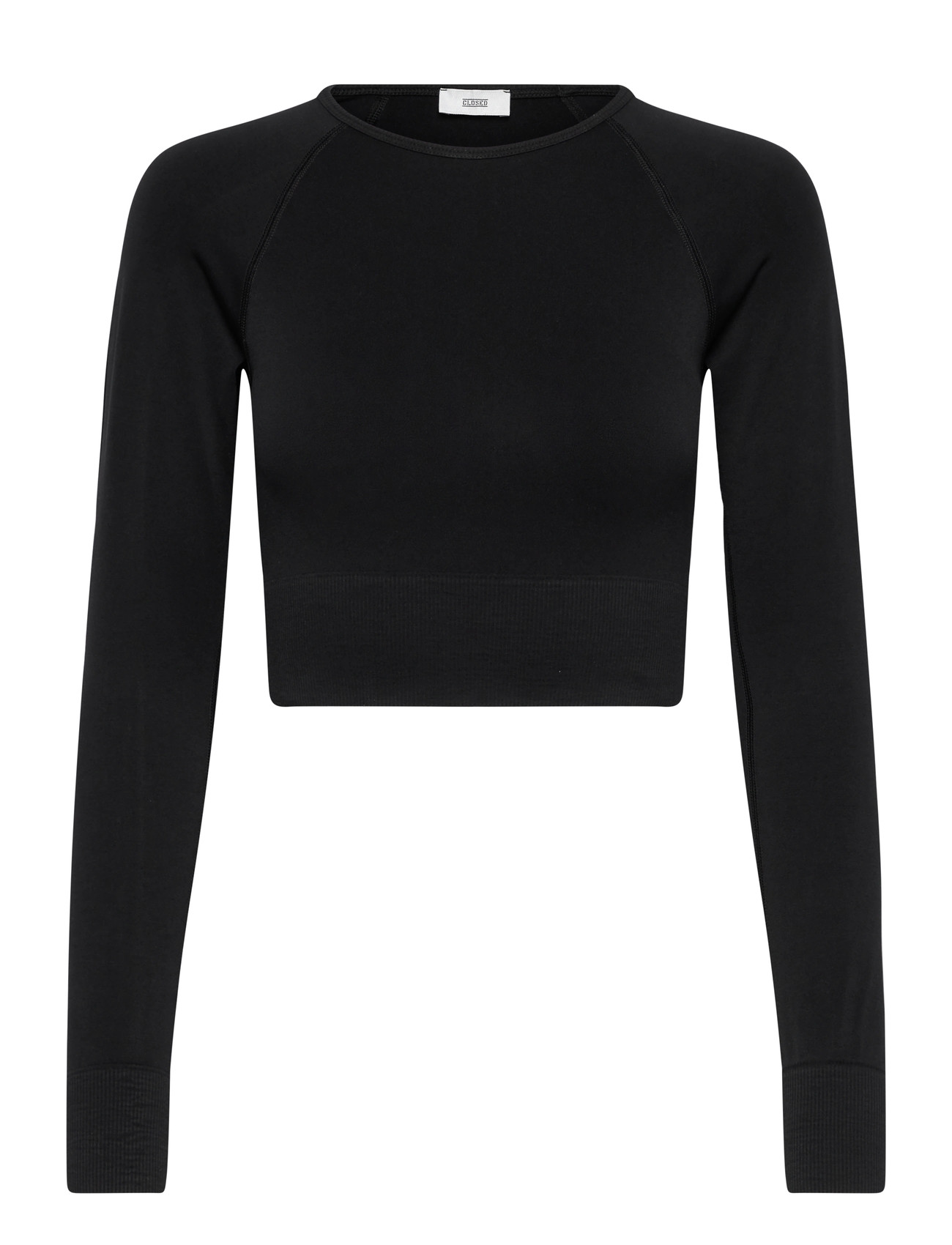 Closed Women Cropped Raglan Longsleeve T-Shirts Black, L/XL, Black, Sport Crop Overdele > Sport Long-sleeved Crop Overdele, Dame