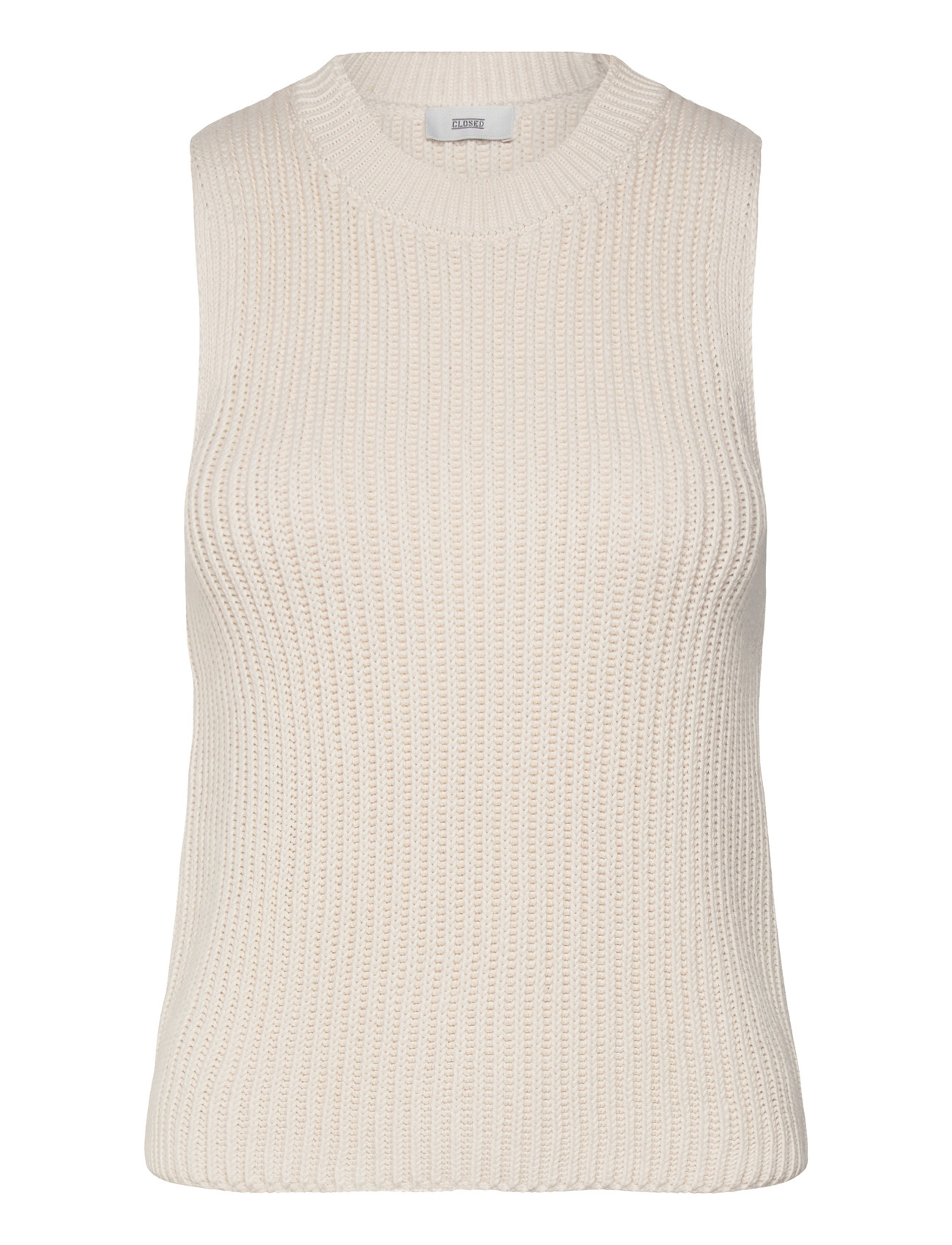 Closed Women Crew Neck Racer Top Knits Ecru, L, Cream, Strik > Trøjer, Dame