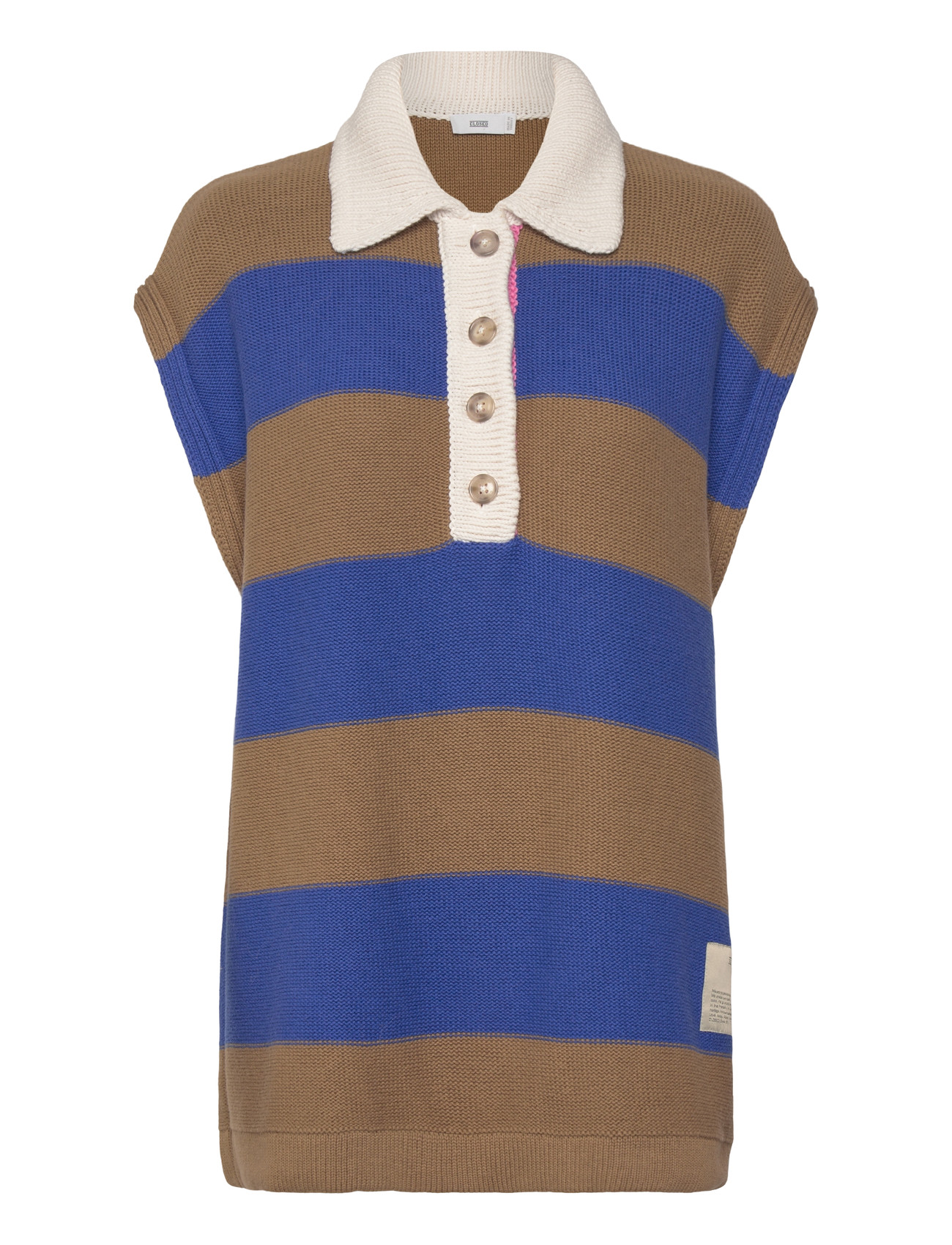 Closed Sleeveless Polo Knits Ecru, XXS, Blue, Designere > Strikkede Veste, Dame
