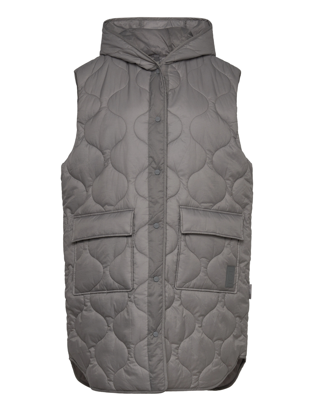 Closed Long Vest Dark Shadow, L, Grey, Designere > Padded Veste, Dame