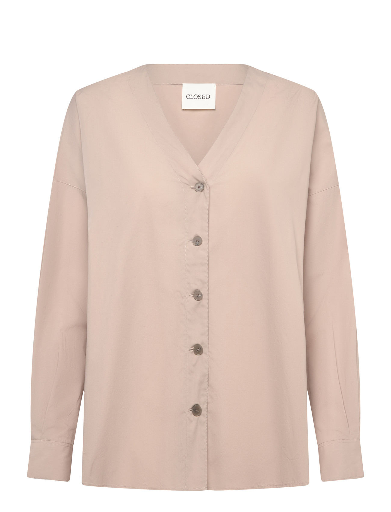 Closed No Collar Blouse Shirts & Blouses, L, Beige, Skjorter > Langærmede, Dame