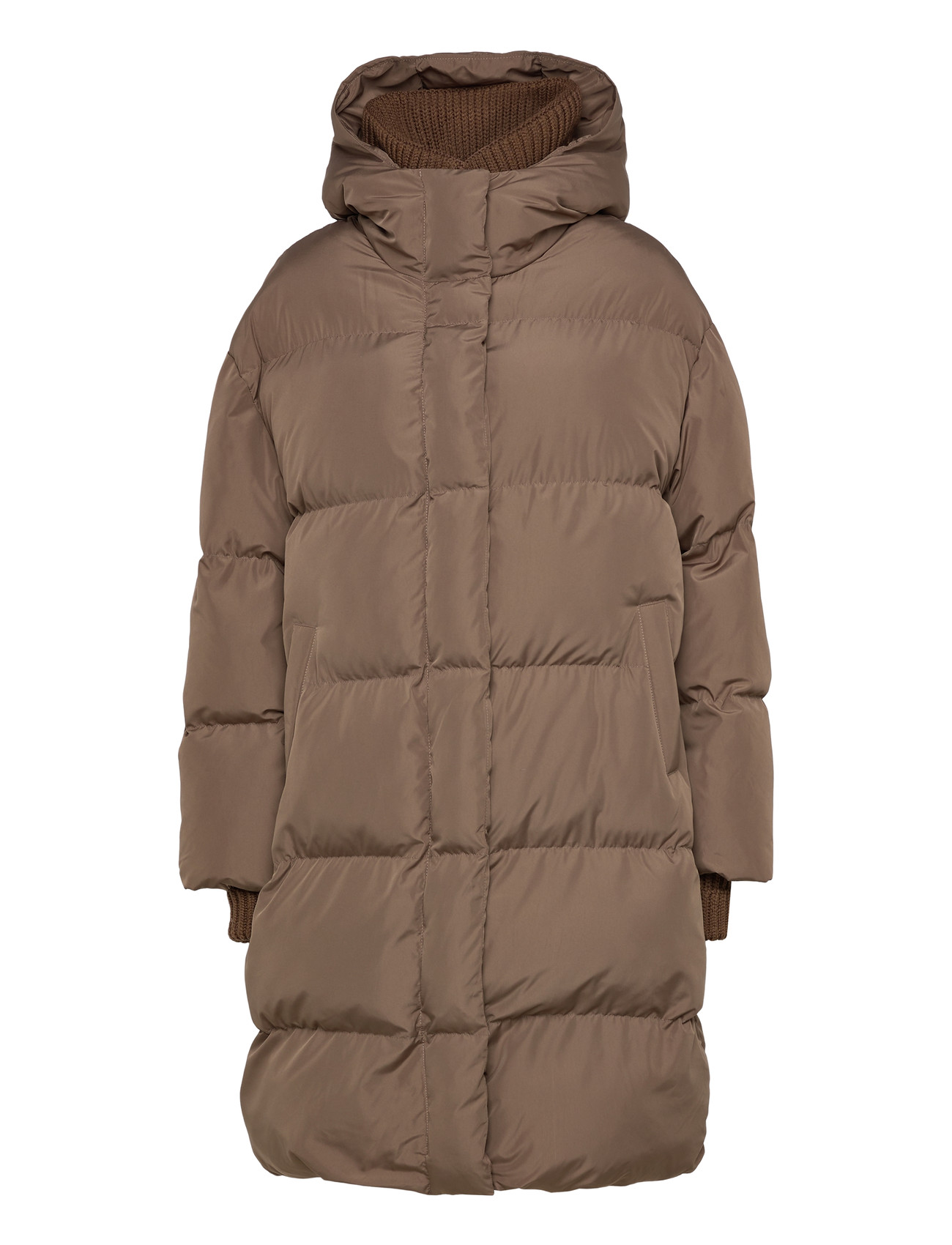 Closed Puffer Coat Jackets & Coats, M, Brown, Frakker > Vatterede Frakker, Dame