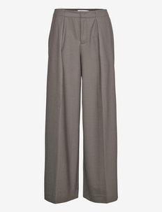 womens pant - wide leg trousers - dark nickel
