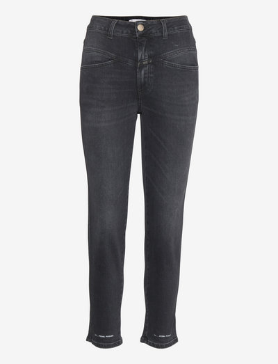 womens pant - tapered jeans - dark grey