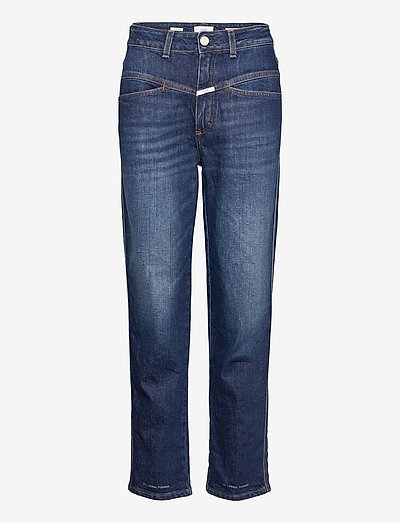 womens pant - tapered jeans - dark blue