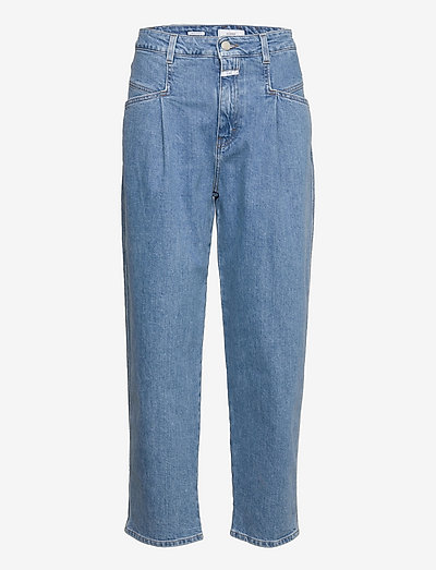 womens pant - straight jeans - mid blue