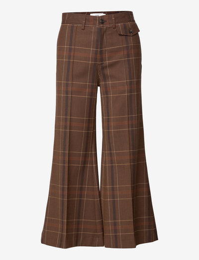womens pant - wide leg trousers - tawny brown